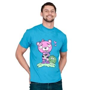 Fortnite Youth XL Blue Cuddle Team Leader Turquoise T-Shirt officially licensed